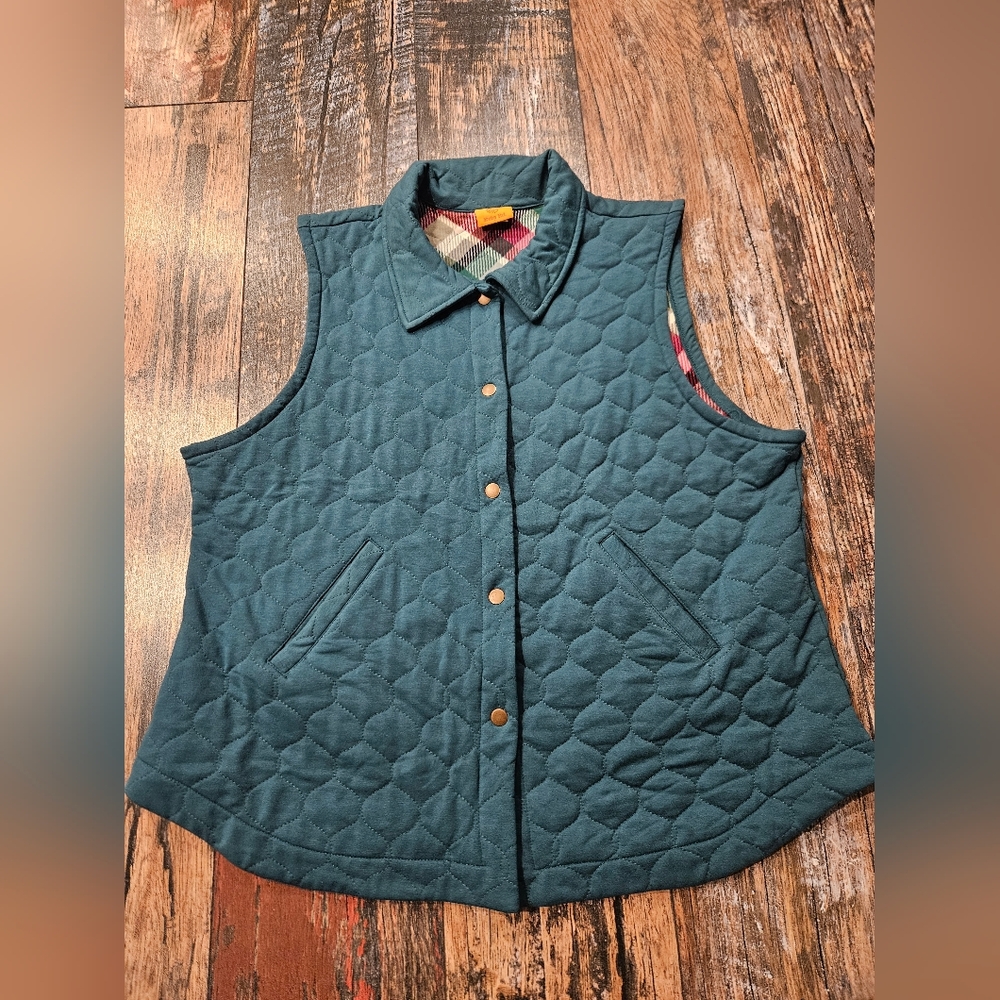 Ruby Rd Womens Quilted Teal Vest, Size XL